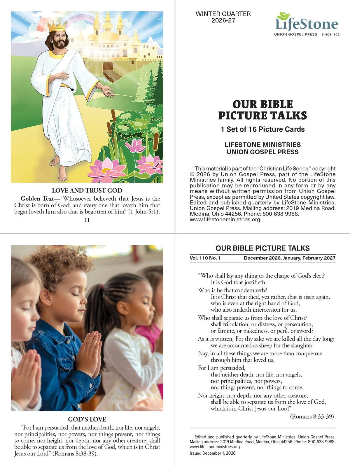 Union Gospel Press Our Bible Picture Talks for Beginner & Primary