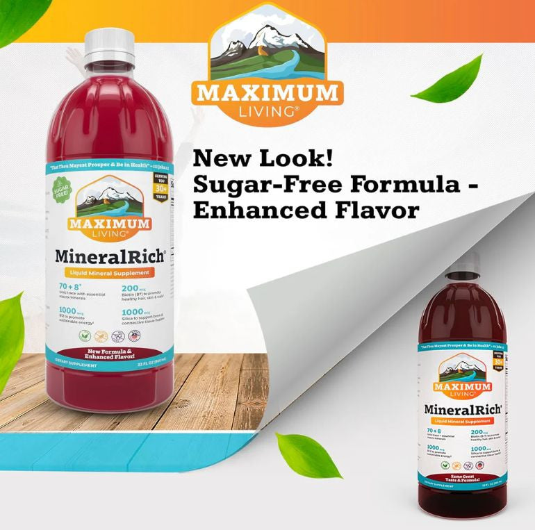 2 Bottles MineralRich by Maximum Living. Mineral Rich (now sugar-free). 64 oz. total. FREE SHIPPING.