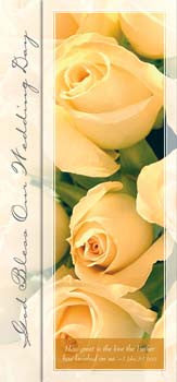 Pkg./100 Tea Length Yellow Rose Wedding Bulletins. Save 50%.