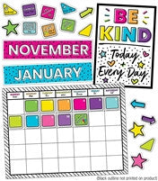 Carson Dellosa Kind Vibes Calendar Bulletin Board Set - Calendar With Monthly Headers, Holiday, Special Occasion, Blank Cover-ups, Motivational Poster, Star and Arrow Cutouts (129 pc)