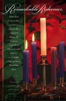 Pkg./100 Remarkable Redeemer Advent Christmas Bulletins. Large (8 1/2"x14").  Save 50%.