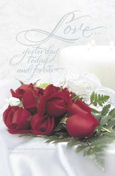 Pkg./100 Wedding - Red Roses Bulletins. 8 1/2"x11"