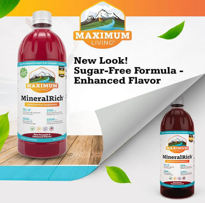 Maximum Living MineralRich Liquid Mineral Supplement (now sugar-free). 32 oz. Bottle. FREE SHIPPING.
