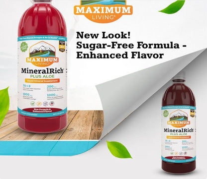Maximum Living MineralRich Plus Aloe Liquid Mineral Supplement. 32 oz. Bottle. FREE SHIPPING.