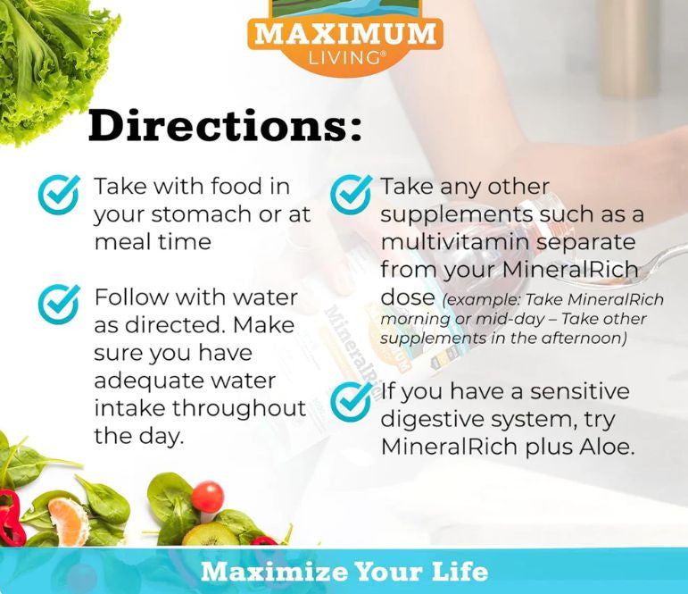 Maximum Living MineralRich Liquid Mineral Supplement (now sugar-free). 32 oz. Bottle. FREE SHIPPING.