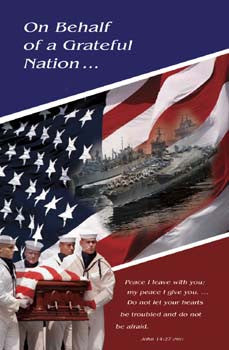 Pkg./100 Navy Funeral Bulletins. 8 1/2"x11". Save 50%.